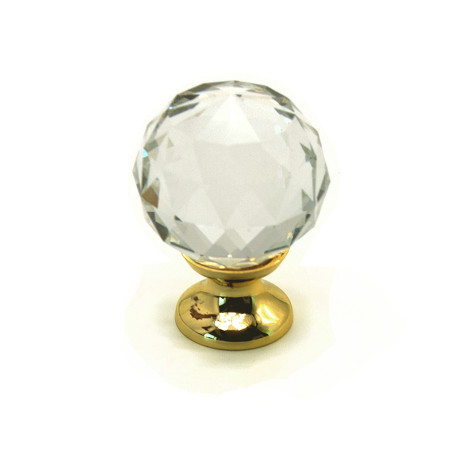 Ручка-кнопка Crystal, Золото, /30х30х40 мм, граненный шар, Модерн, Metakor, Бельгия